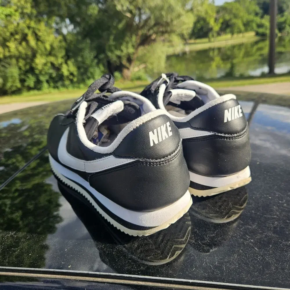 Size 12 - Nike Cortez Basic Leather Black White